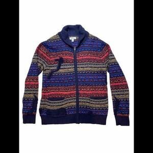 The Rail Multi-Color Zip-Front Cardigan Sweater Cotton Blend Shawl Collar Size M